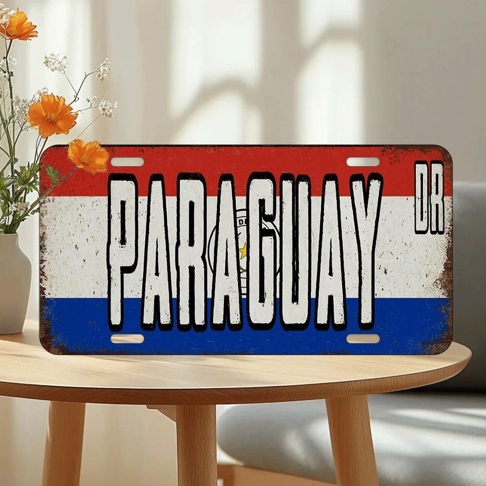 

Paraguay National Flag Themed Aluminum Metal Sign Retro License Plate Style Wall Decor for Home Bar Office Man Cave Indoor Outdo 15x30cm(5.9x7.8inch)