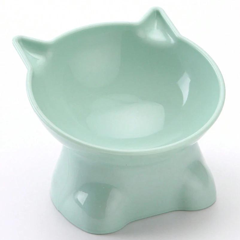 

15° Tilted Elevated Cat Bowl High Foot Pet Food Water Feeder Neck Protection Anti-Overturn Cat Dish зелёный
