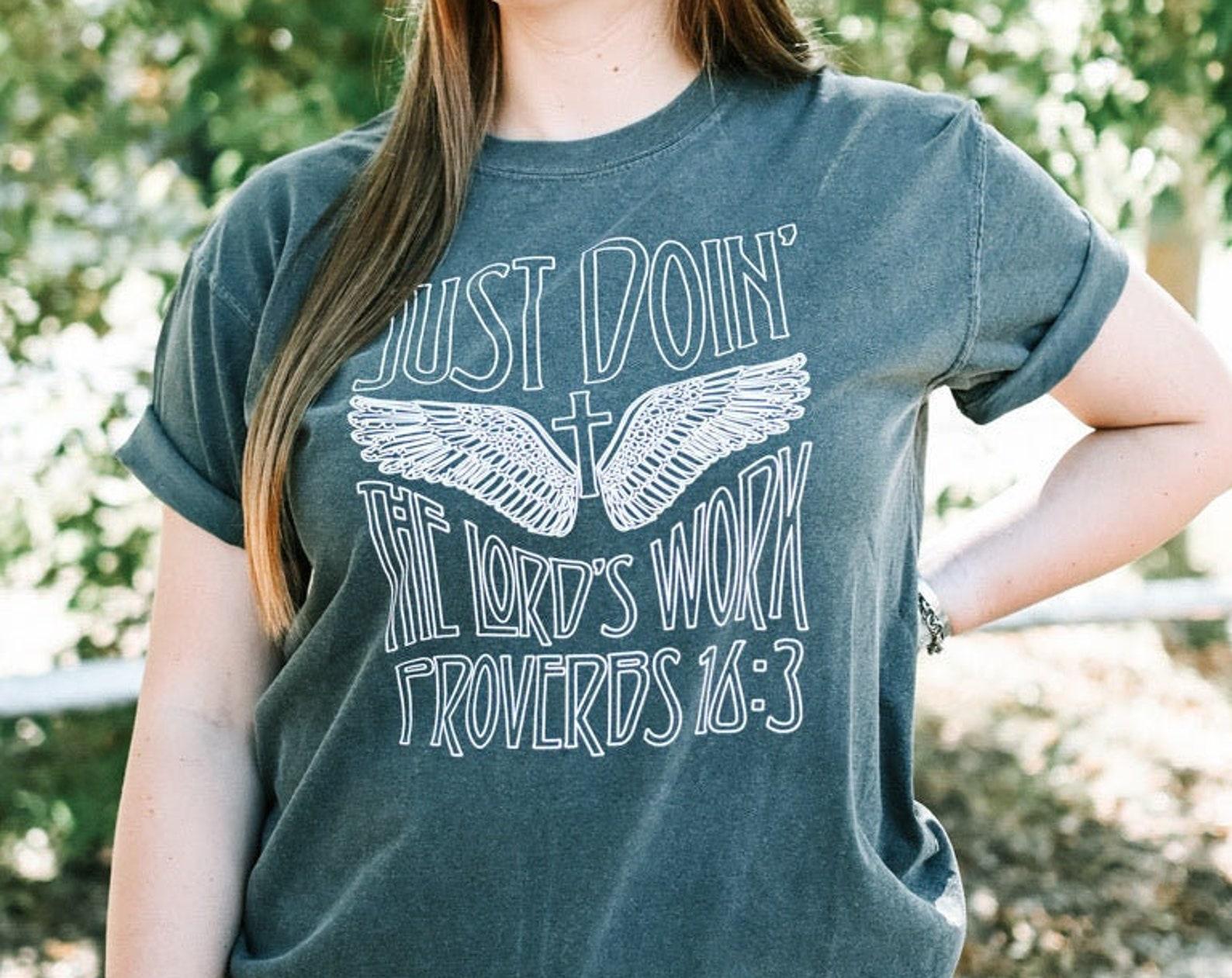 Just Doin  the Lord s Work | Dark Heather Grey Classic Crew | T-Shirt 2XL
