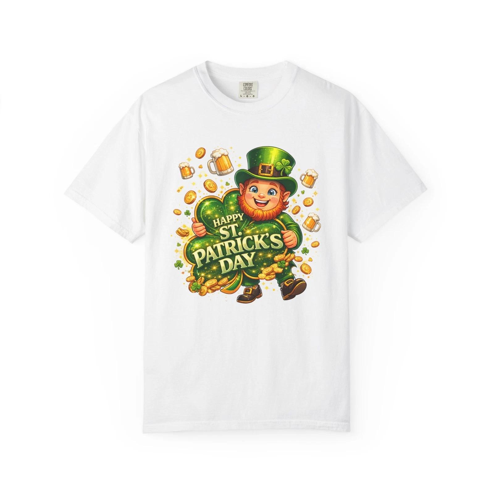 St. Patrick s Day Leprechaun Shamrock Beer Coins T-Shirt L