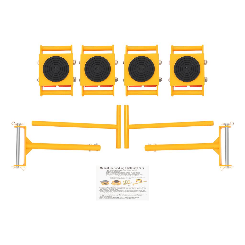 4pcs Machinery Mover 6T Machinery Skate Dolly 13200lbs Machinery Moving Skate W/ 360° Rotation Cap and 4 Rollers Yellow