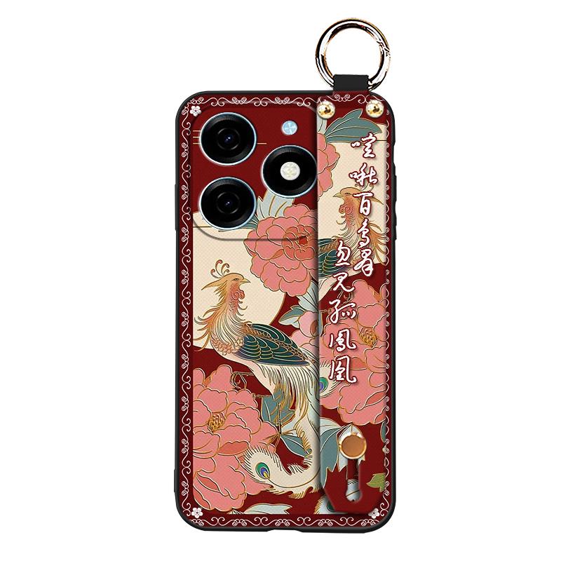Soft case Fashion Phone Case For Tecno Spark20/KJ5 Lanyard Waterproof Ring Wrist Strap Back Cover Silicone Shockproof