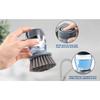 Set of 2 Dish Brush with Soap Dispenser, Kitchen Dish Scrubbers Set with Draining Tray for Washing Dishes/Pots