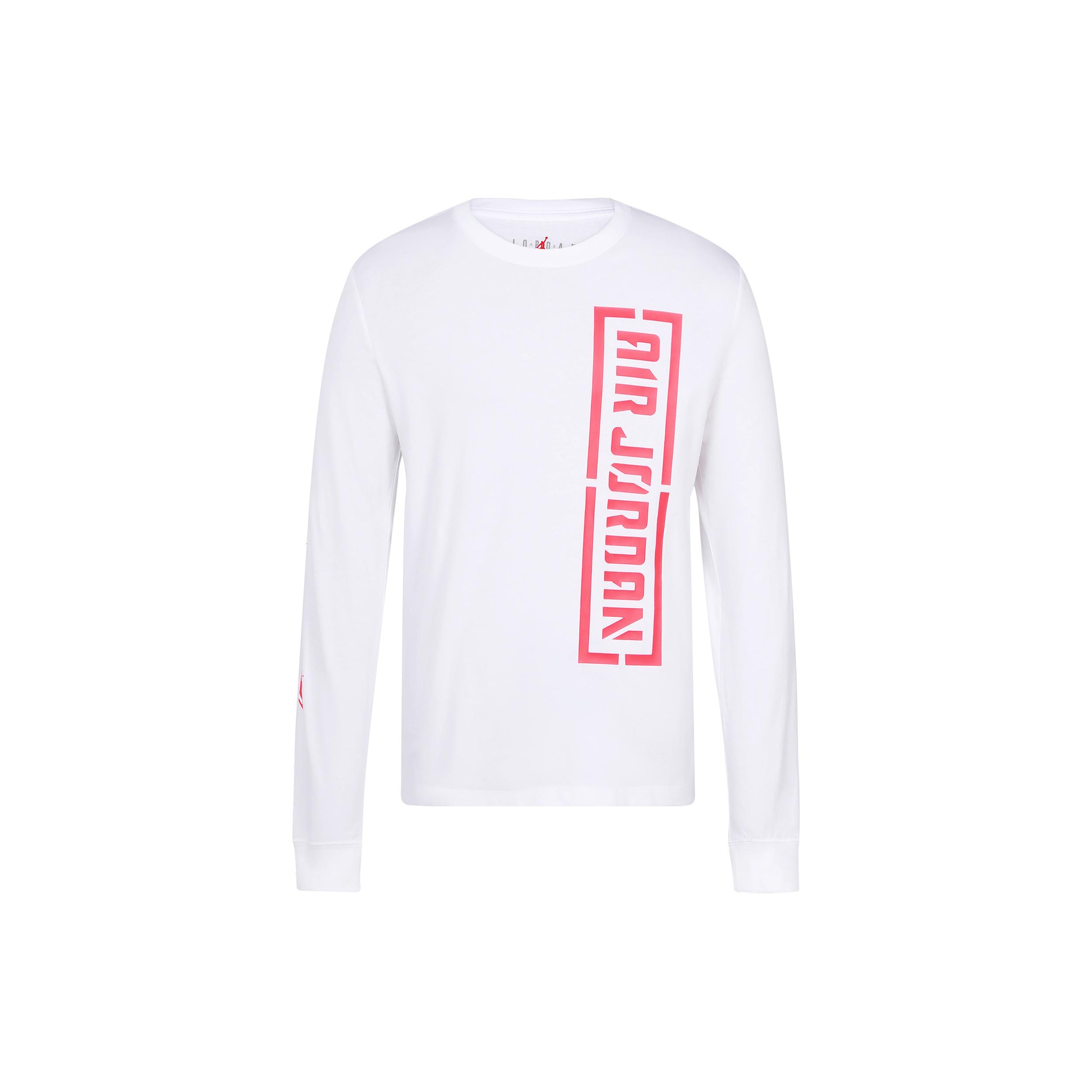 Air Jordan Wings Round Neck Basketball Sports Long Sleeves T-Shirt Men s White AT9071-100 XXXL