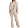 European-Americana Knit Women's Two-Piece: Long-Sleeve Top & Wide-Leg Pocketed Sweatpants