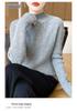 Women's Cashmere Striped Slimming Knit Sweater - Half-High Neck Autumn/Winter Base Layer