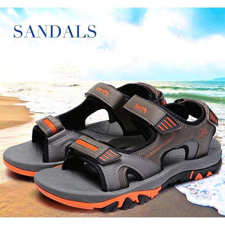 Premium Cowhide Leather Mens Beach Sandals With Breathable Sport Casual Comfort