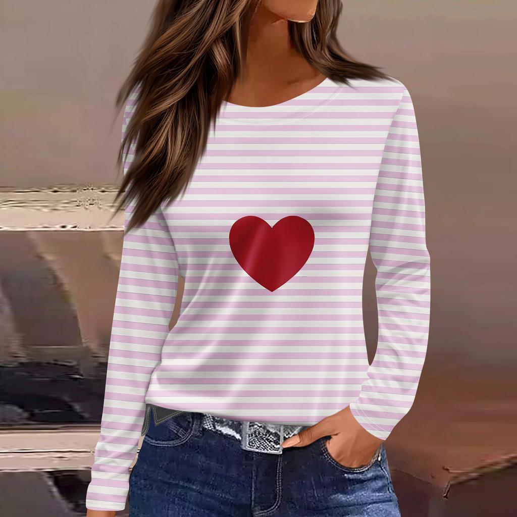 Women's Fashion Hem Slit Casual Floral Print Round Neck Long Sleeve Top