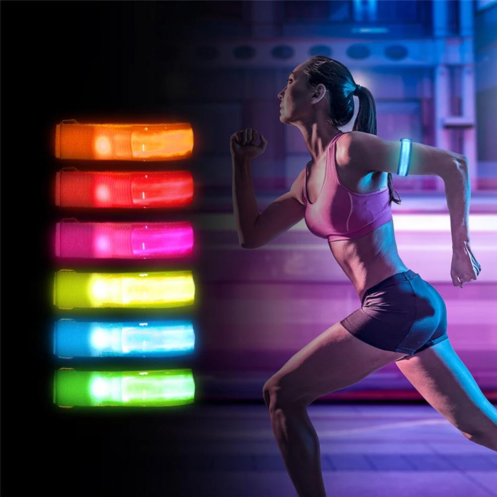 LED Reflective Bracelet Nylon Adjustable Armband Luminous Night Running Cycling Climing Strap Outdoor Sports  Bright Band