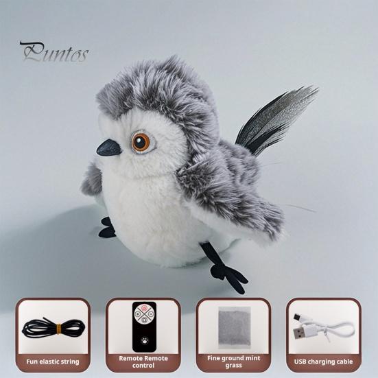Nabíjecí hračka pro kočku s chvějícím se ptákem Dobíjecí interaktivní plyšový pták s dálkovým ovládáním Automatické mávání a cvrlikání Hračka pro kočky s kočkou pro domácí kočky