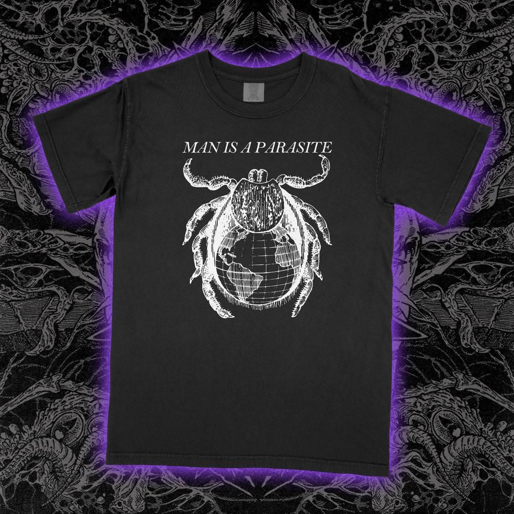 

MAN Is A PARASITE Shirt God is Dead goth Climate change antifa ac ab Unisex Tee M
