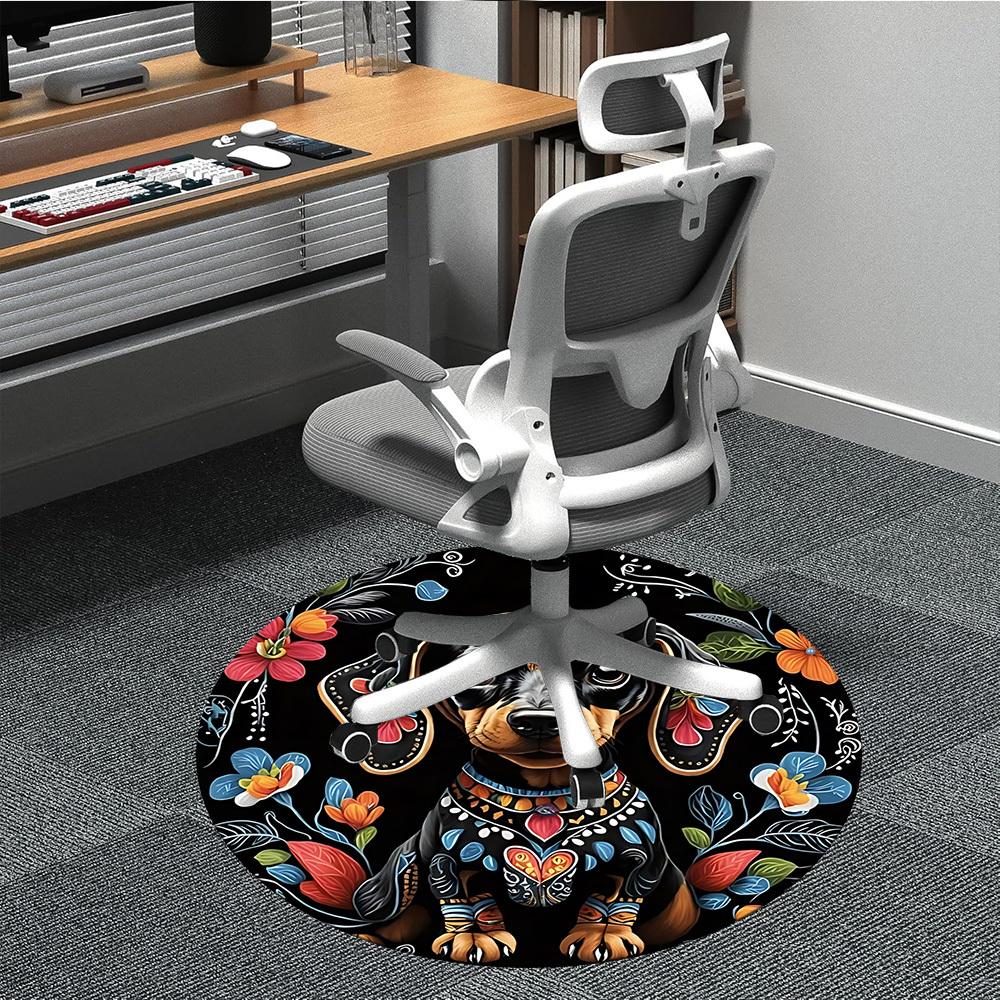 

1pc Dachshund Art Print Chair Carpet for Office Non-Slip, Machine Washable Rug for Office, Room - Holiday Decor, Machine Made yy251016104 80cm by 80cm