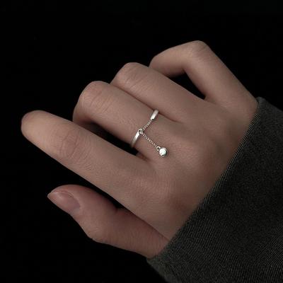 Trendy Chain Tassels Rings Women Adjustable Simple Fashion Round Silver Color Party Finger Ring Female Jewelry