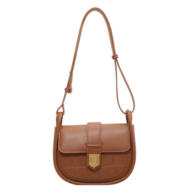 

2024 New Fashion Saddle Bag Women s Stone Grain Crossbody Bag City Simple Style жовтий