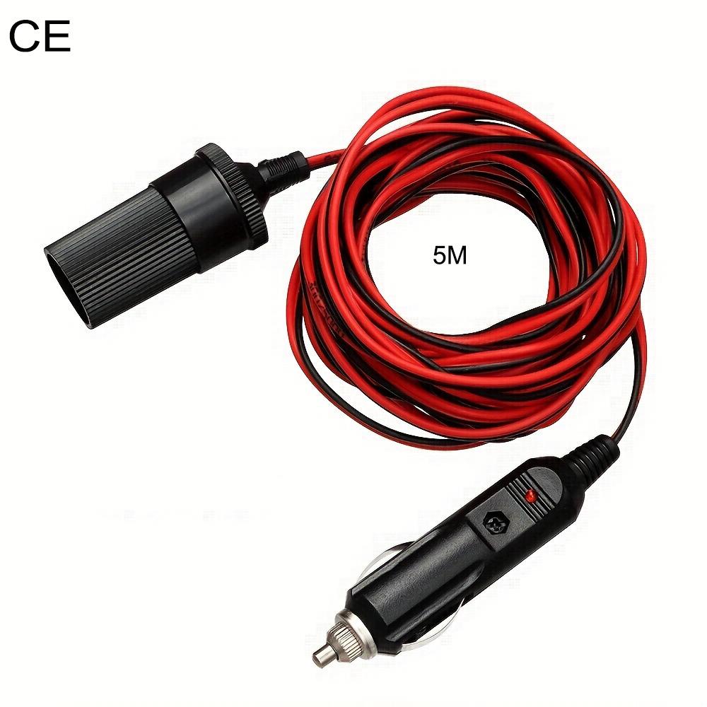 12V Car Cigarette Lighter Plug Extension Cord with Female Socket Adapter, 5M Cable, 2M Charging Extension.