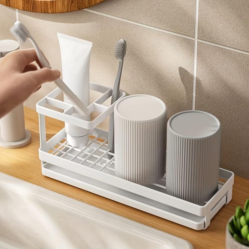 Stainless Steel Toothbrush Freestanding Bathroom Organizer for Toothpaste Products Rust-Resistant Toothbrush Toothpaste Holder