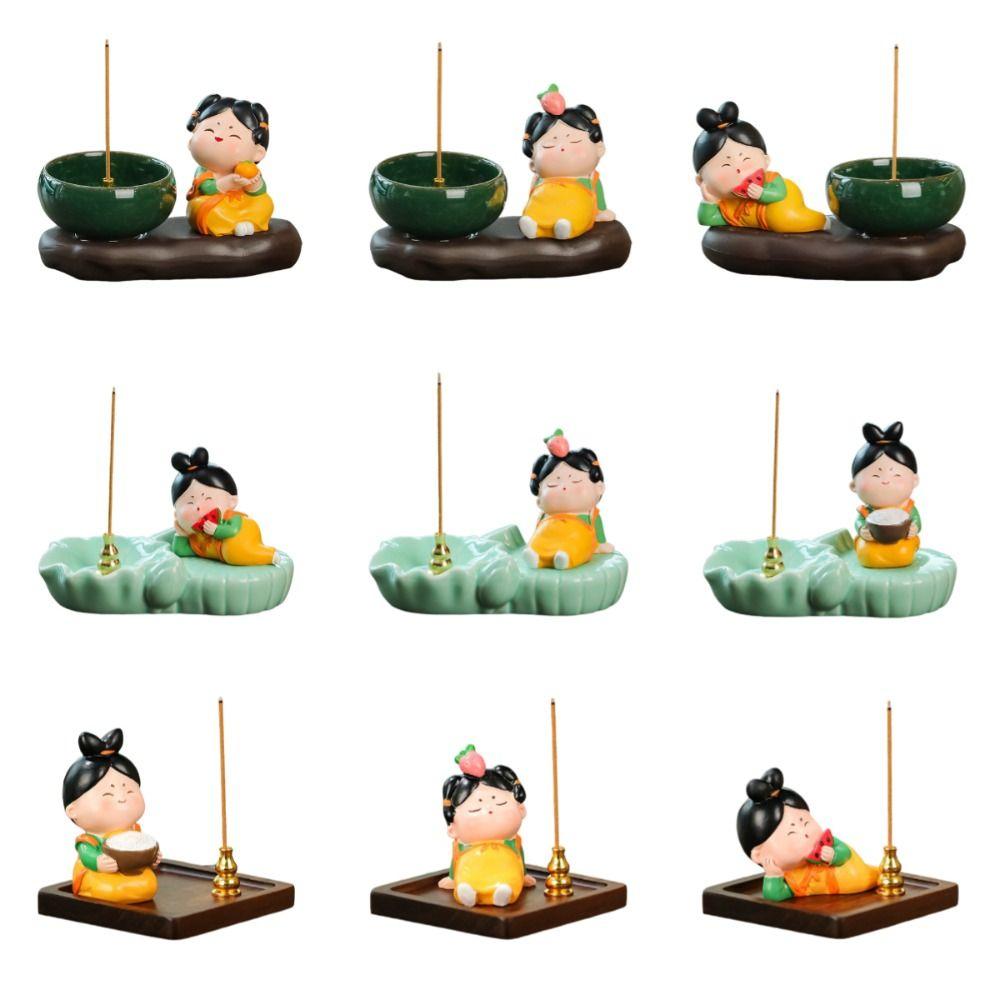 Creative Cartoon Girl Incense Burner Tang Dynasty Lady Cute Sticks Incense Tray Housewarming Gift