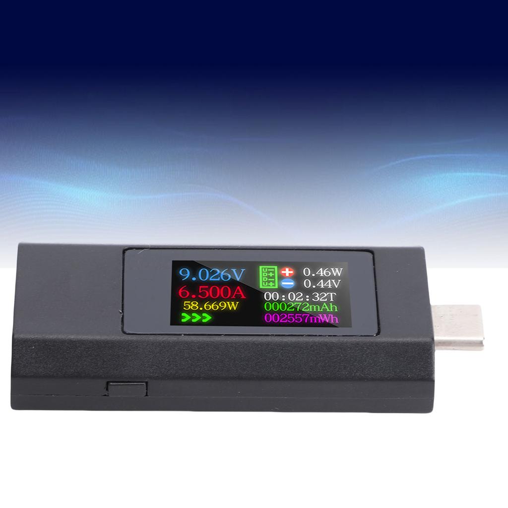 USB C  0-6.5A 0-195W Voltage Current Power Capacity  Color Screen Type C Multimeter for 3C Digital Products