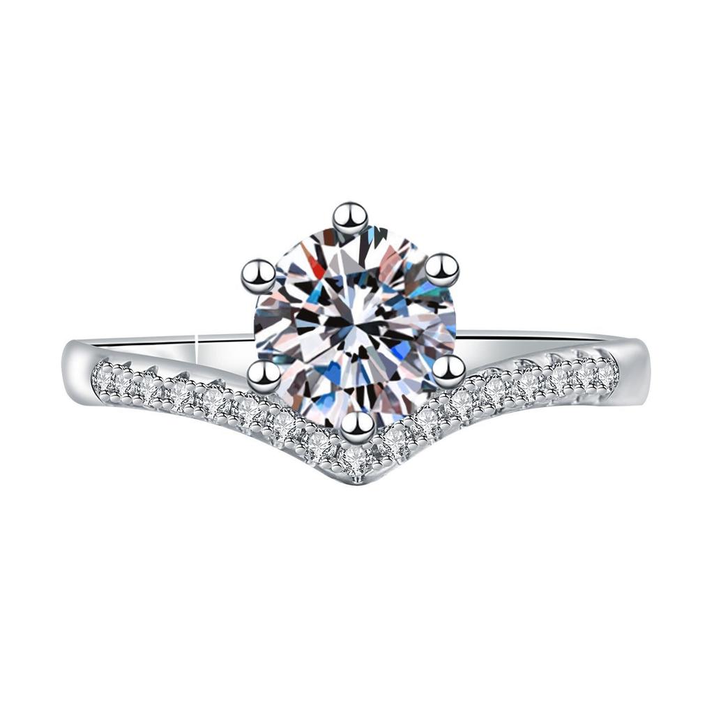 Open Adjustable European and American Style New Imitation Mosane Diamond Adjustable Girls' Ring Fashionable Creative Ring