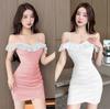 Sexy Ruffle Edge Off-the-shoulder Splicing Tight-fitting Hip-wrapped Suspender Dress Spa Technician Overalls Women