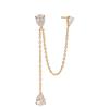 Yhpup 1PC Stainless Steel Cubic Zirconia Chain Drop Earrings High Quality Dainty Fashion Prom Jewelry Waterproofs