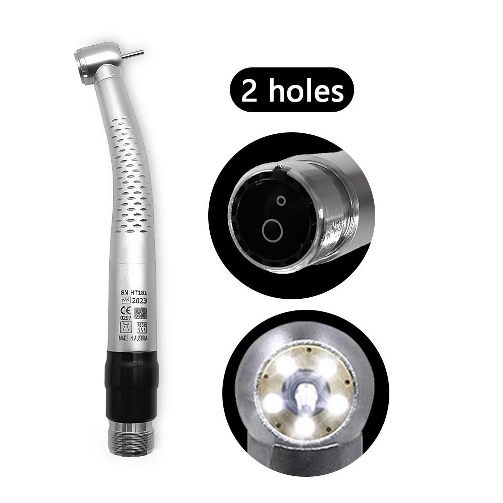 Niceden Zahnärztliches LED-Hochgeschwindigkeits-Handstück 5 Birnen Schattenloser Ring Druckknopf 2/4 Löcher