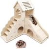 Hamster solid wood small house villa nest golden bear dodging house supplies toy landscaping ornaments rutin chicken hedgehog nest, solid wood slide