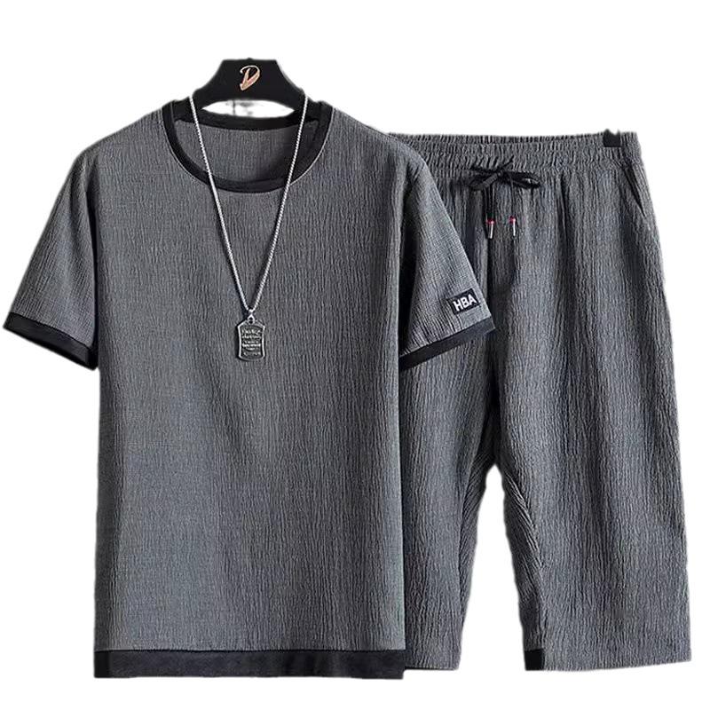 Summer Casual Sports Suit Men's Ice Silk Short-sleeved T-shirt Shorts