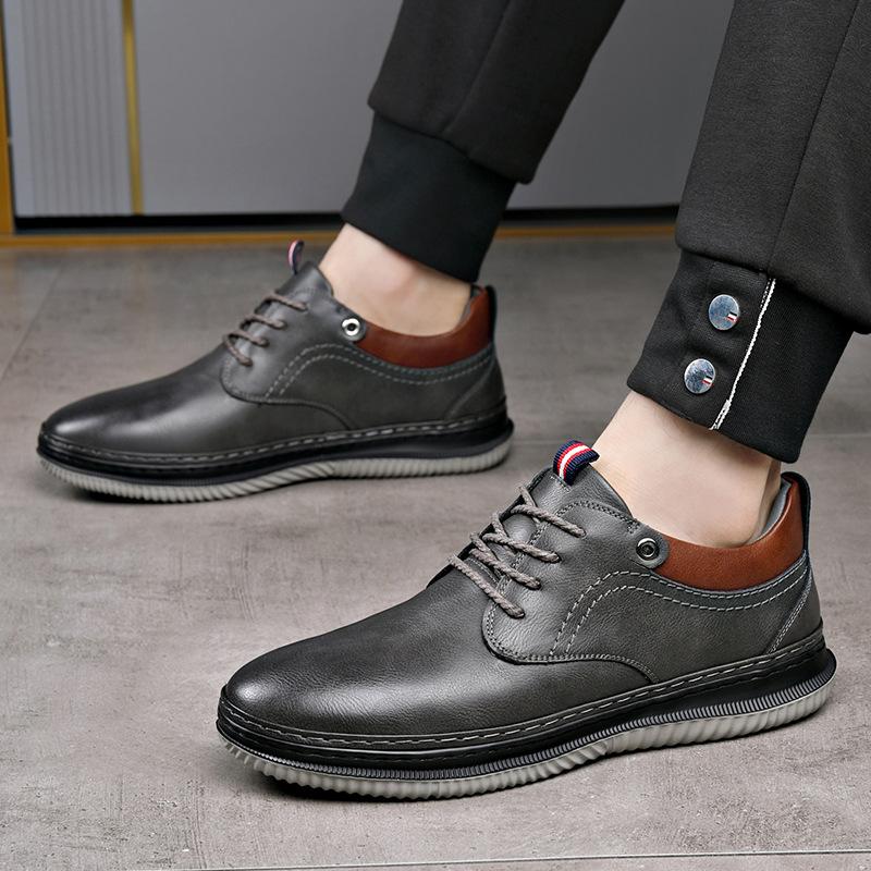 FashionCow Leather Fashion Casual New Designer Shoes for Men Spring Autumn Sports Platform Loafers Male Solid Color Driving Shoes Men
