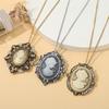 Vintage Sculpture Pendant Necklace With Crystal Accent Rhinestones Neckchain Alloy Jewelry For Women Daily Wear