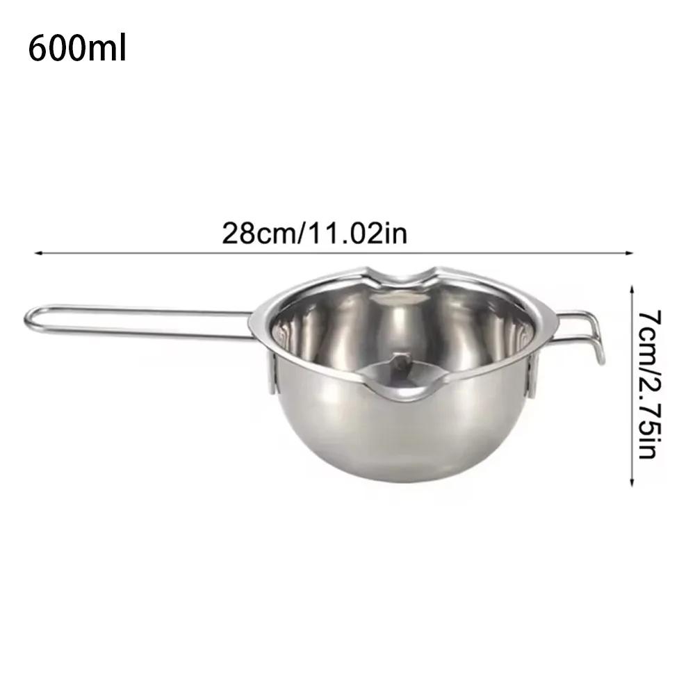 400/600ml Candle Wax Melting Boiler Pot Melting Chocolate Heat Resistant Handle Candle Making Supplies Stainless Steel Bowl