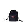 Angel Smile Royal School Grosgrain Portable Slippers Size LL Tiara Embroidered Navy Drawstring Bag Set of 2 (Solid Black) & (Small) (RSL2022001 LL)