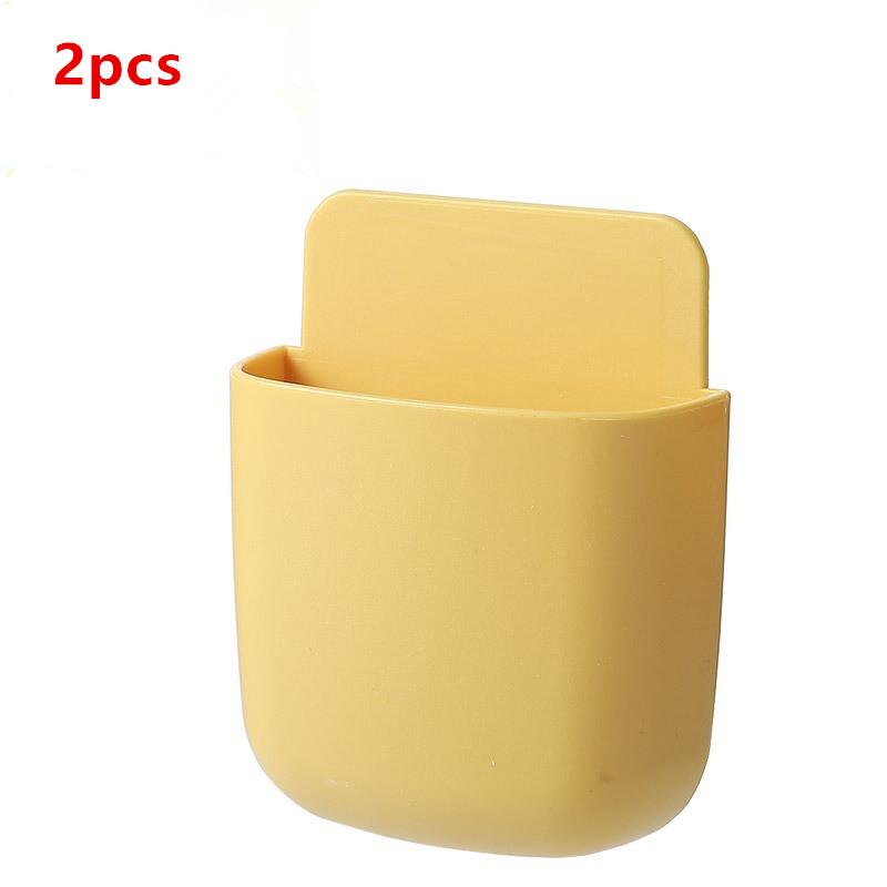 2Pcs Wall Mounted Storage Box Household Living Room Conditioner Remote Control Bedside Phone Storage Holder Organizer Box Shelf