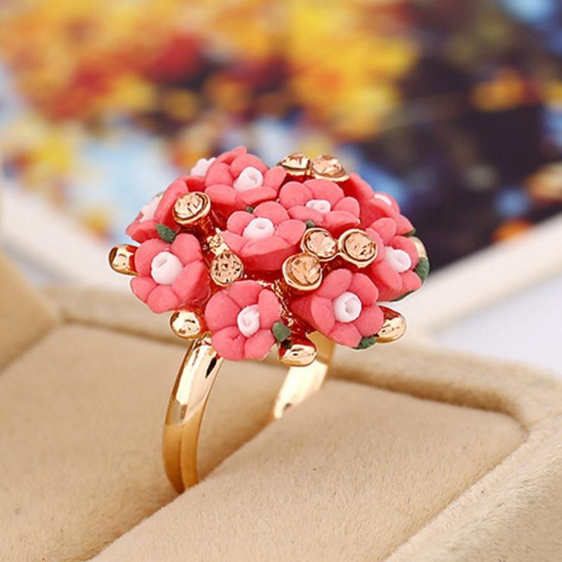 Inel de flori Costum Personalități și Moda Femei Inel de deget simplificat cu flori din ceramică