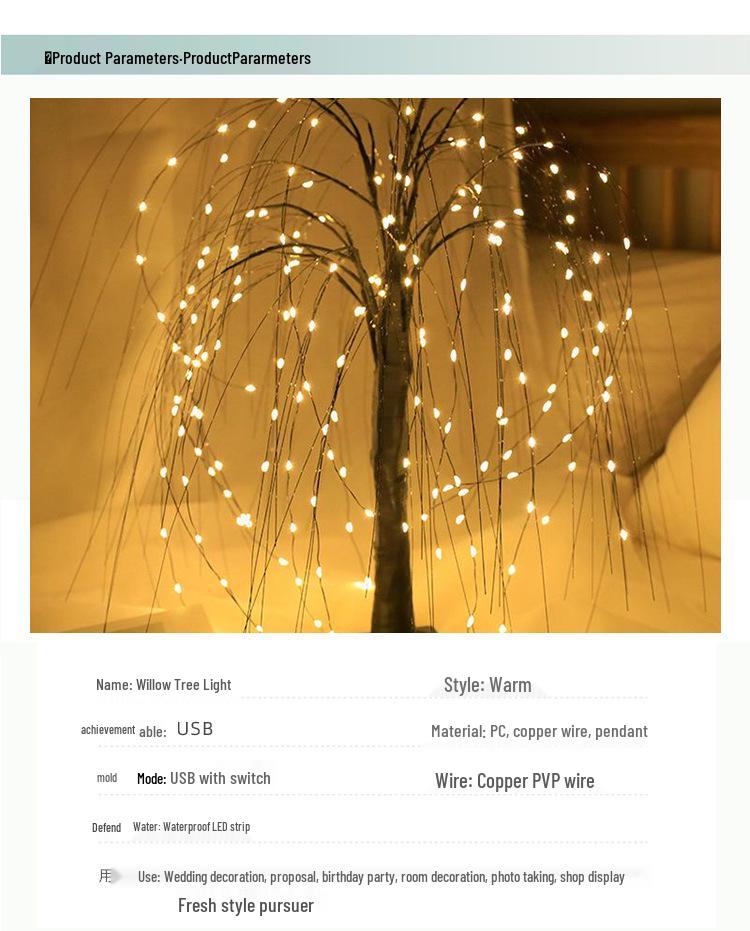 Cross-border Christmas LED Tree Lights: Indoor Copper Wire Firefly Decoration for Festive Arrangements