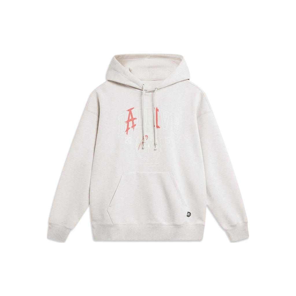 Li-Ning Anti-Five Series Printed Letter Hooded Sweatshirt Men Sweatshirt Flower-Gray Tile-Gray AWDT475-3