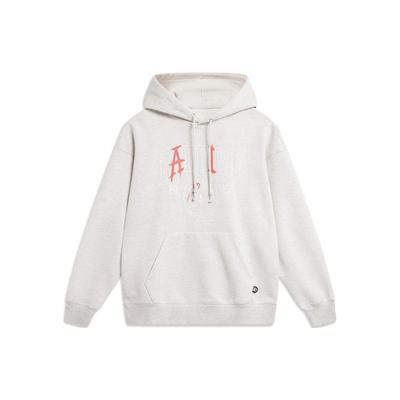 Li-Ning Anti-Five Series Bedruckter Kapuzenpullover mit Buchstaben für Herren Sweatshirt Blume-Grau Fliese-Grau AWDT475-3