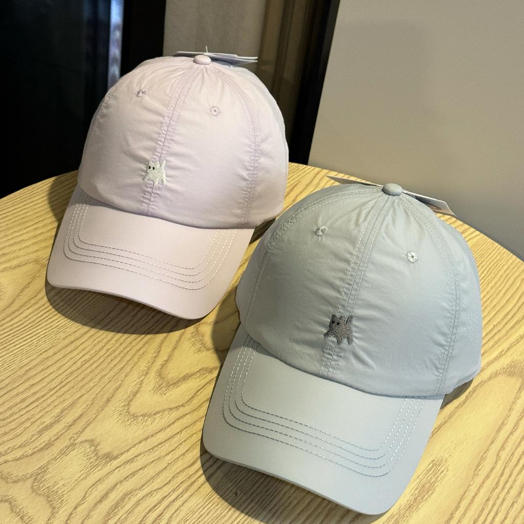 Cartoon light mesh breathable quick drying embroidery small black cat baseball cap children sunshade sun protection running cap men