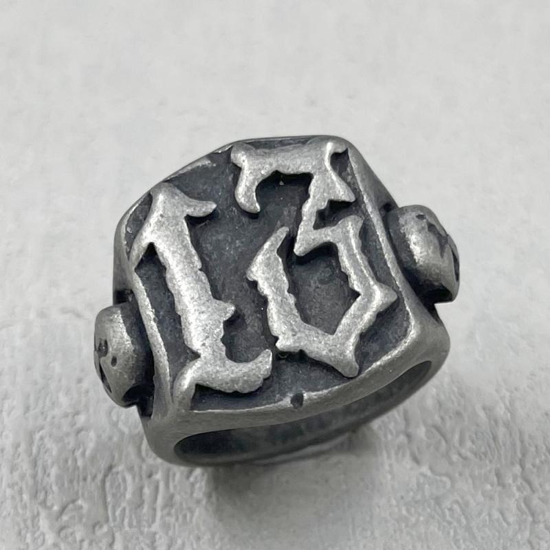 My Fine Jewelry Women's Silver Hip-Hop Personality 13 Skull Ring For Men Retro Domineering Letters Plate Ring Men's Party Accessories Birthday Gift
