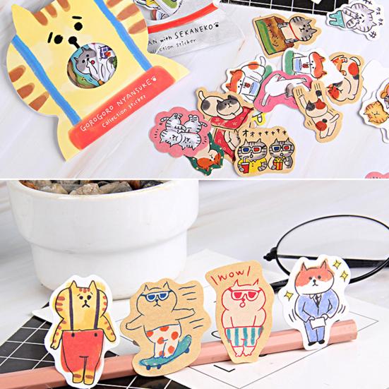 30Pcs  Adorable Attractive Stickers Creative Cats Elements Paper Suitcase Stickers for Hand Account