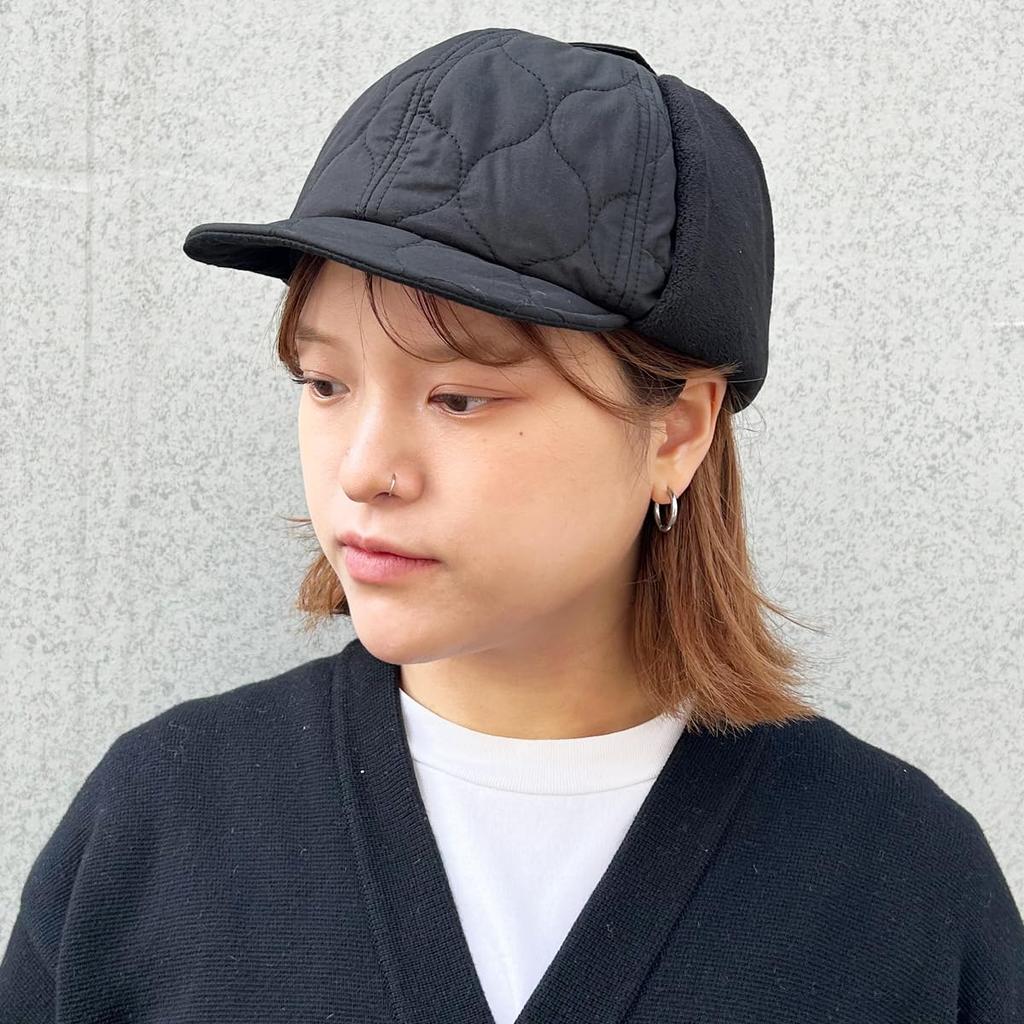 Basic Enchi Onion Quilting Short Flap Cap Hand Washable Outdoor Umpire Flap Cap A cap that can be fully washed for easy Quilted fleece lining with ear