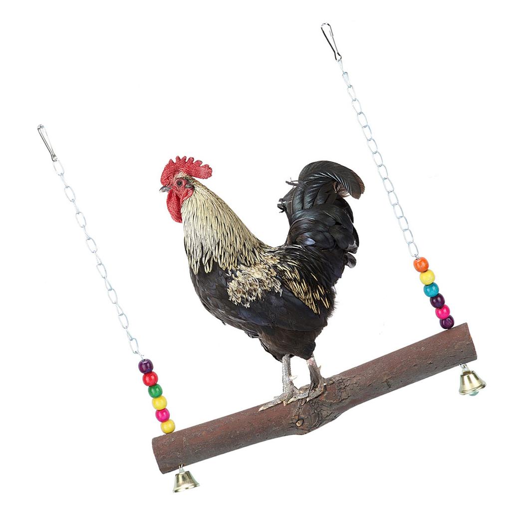 Natural Wood Handmade Pet Chicken Cage Hanging Swing Toy For Hens Cock Macaw Chew Training Toys SuppliesChicken Swing