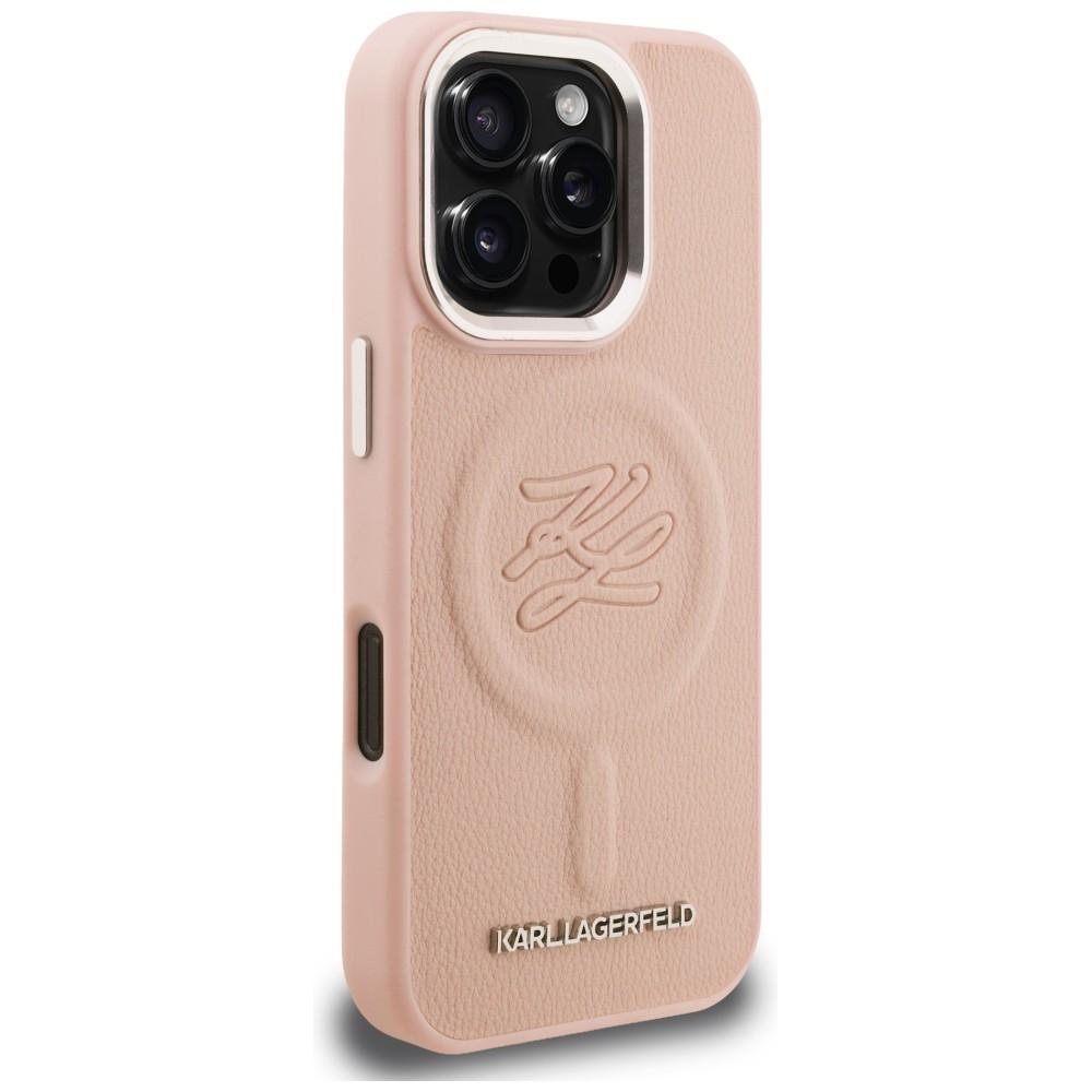 Karl Lagerfeld Initial & Metal Logo MagSafe Case for iPhone 16 Pro Max Pink