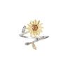 Japanese and Korean Fashion Couple Women's Ring Rotating Ring New Flower Shape Electroplated Copper Ring Exquisite