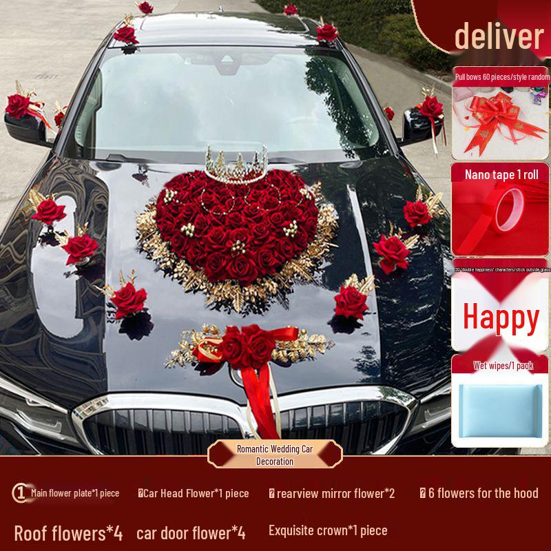 

Искусственный Свадебный Набор для Украшения Автомобиля с Цветочными Композициями для Главной и Сопровождающих Машин