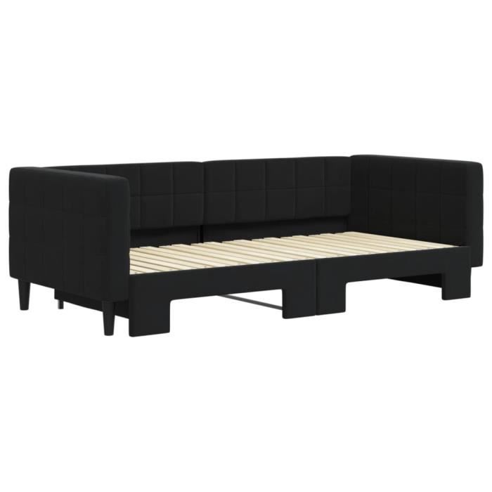 VidaXL Daybed with Pull-out Bed Black 90x190 Cm Velvet 3196706