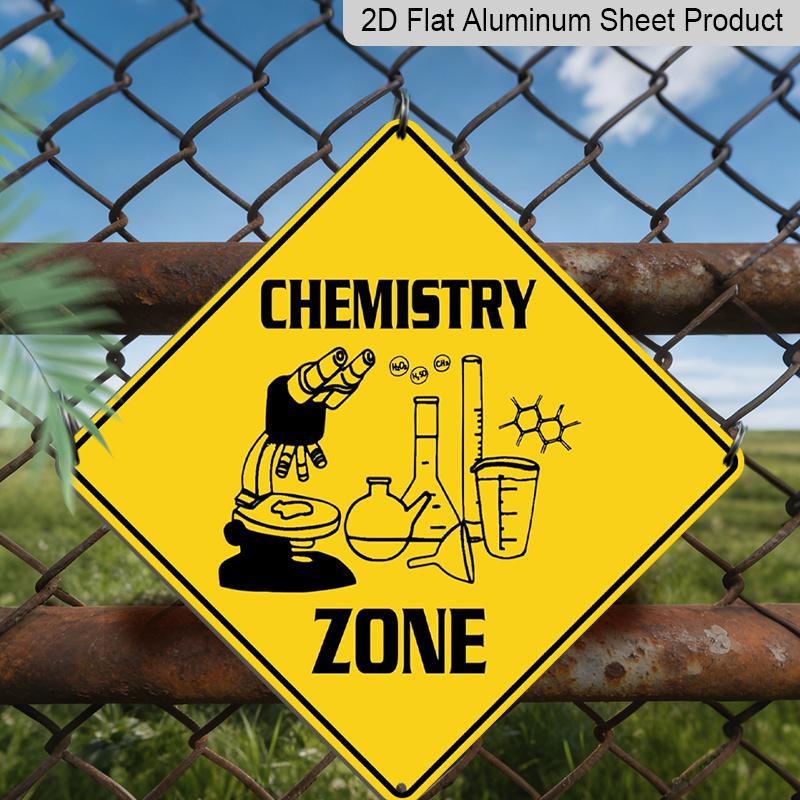 

2D Flat 1pc, Chemistry Zone Sign | Warning Sign Chemistry Zone Animal Caution Yellow Wall Art Decorative Decor for Fence Home Farmhouse Yard Road 20*20cm
