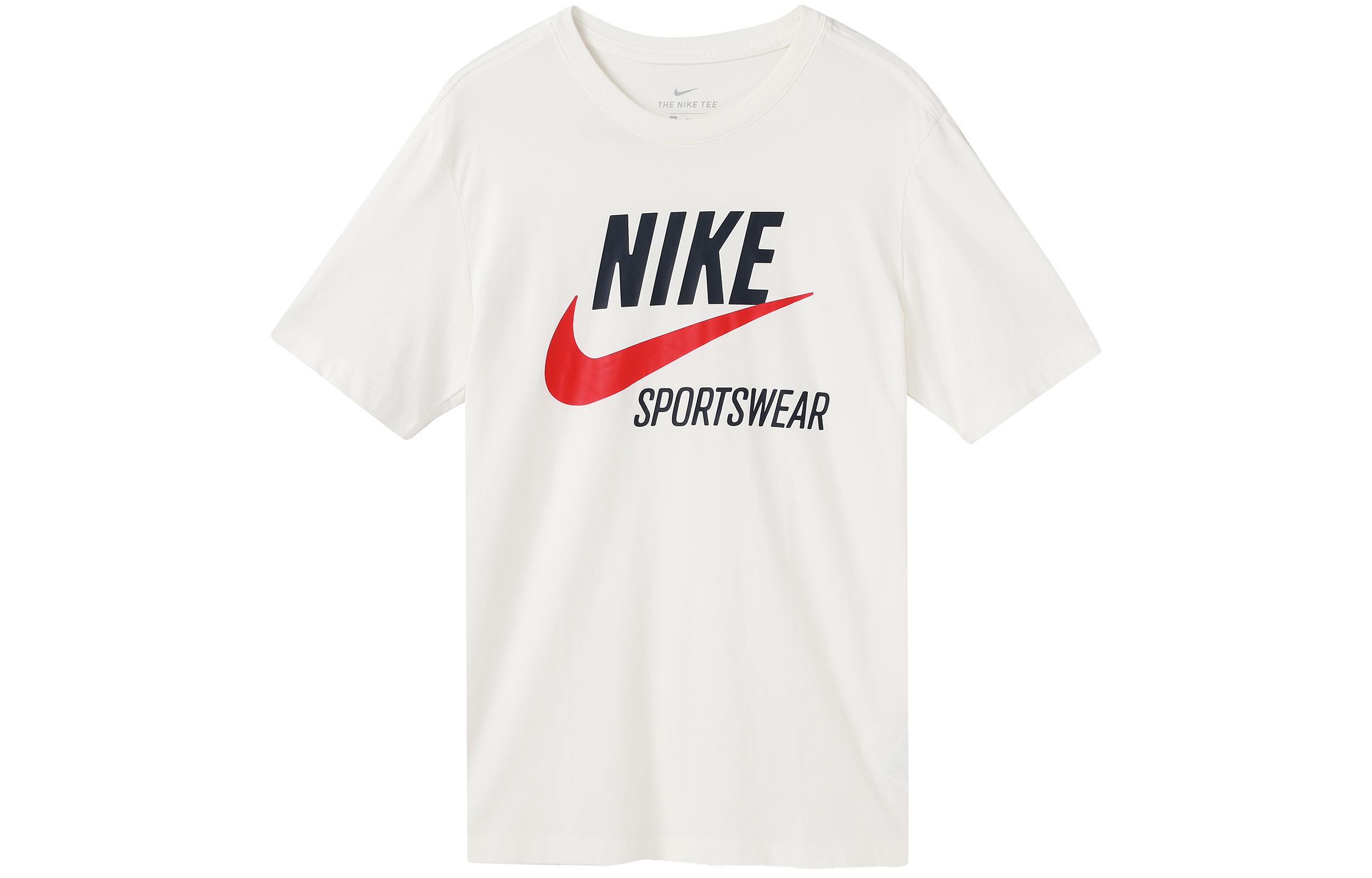 Nike T Shirts Men s White Crew Neck Moderate Straight Fit CW7072-133 XL