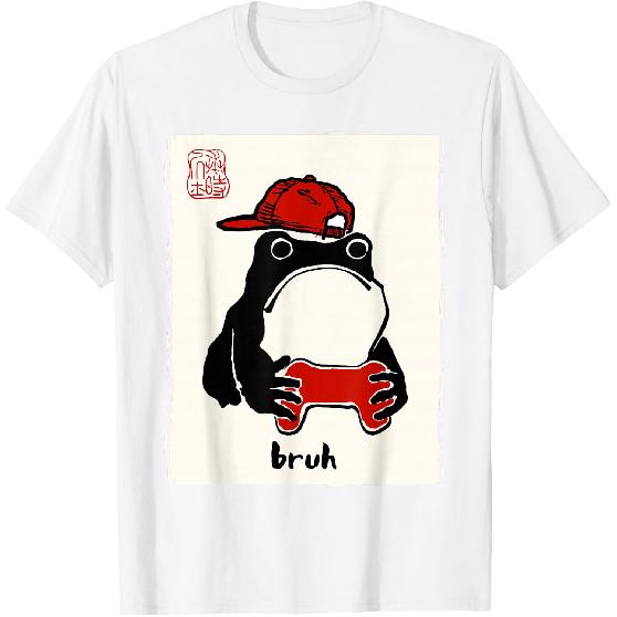 Grumpy Frog Gamer Bruh Ink Painting Japanese Funny Gamer T-Shirt