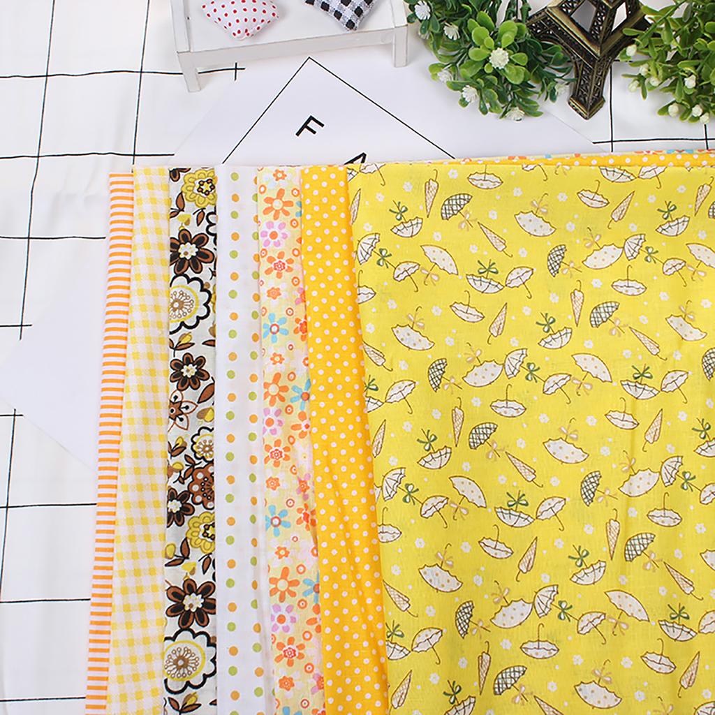 7Pcs 25x25cm Floral Patchwork Cotton Fabric Plain Cloth for DIY Sewing Quilting